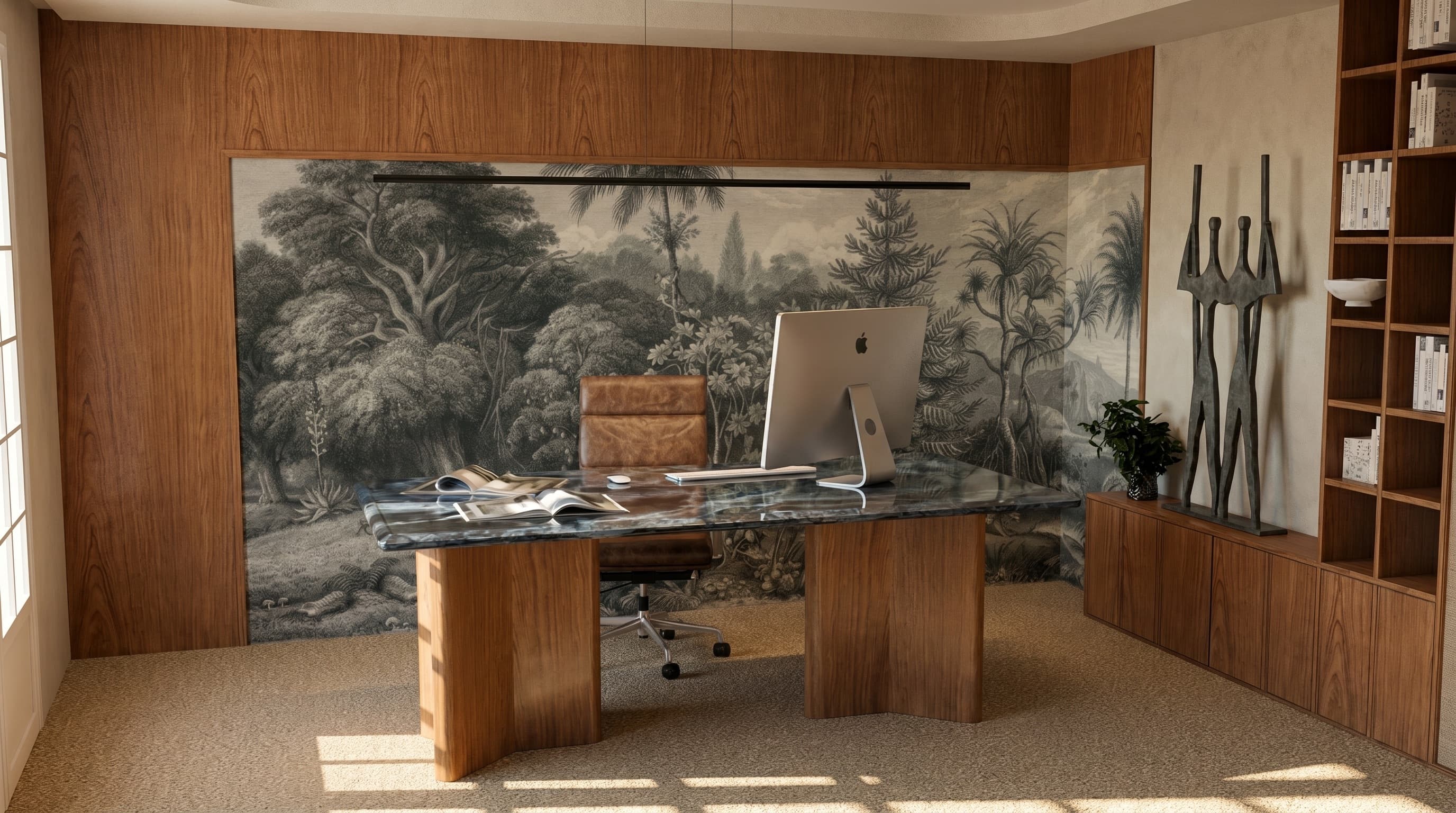 Bureau B — espace de travail mid-century et japonais